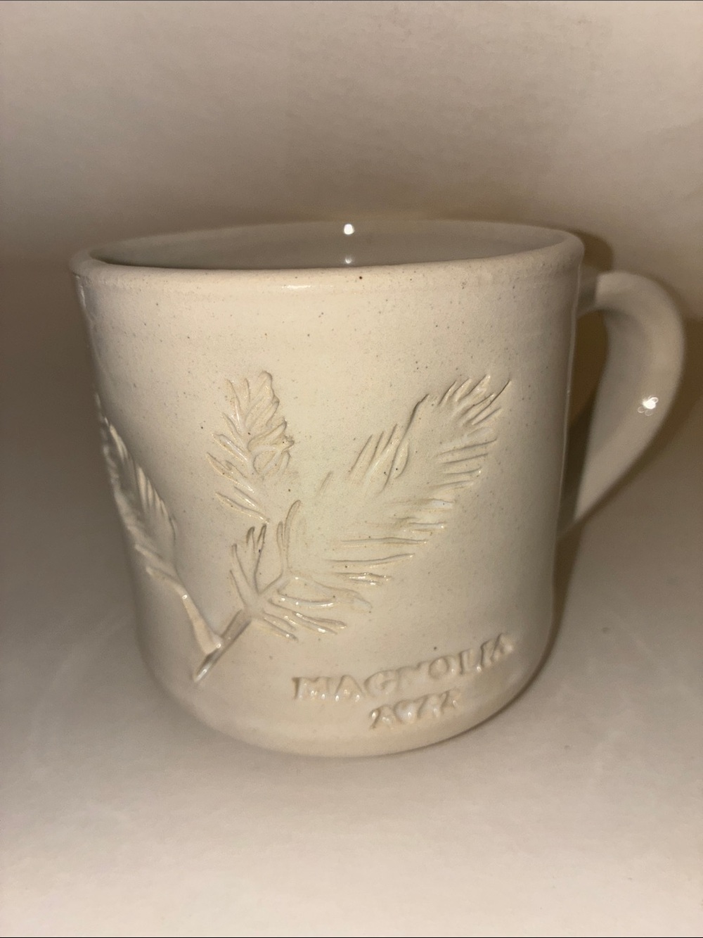 2022 Magnolia Cream Leaf-Embossed Ceramic Mug
